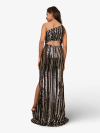 One-Shoulder Sequin Maxi Party Dress by Shreekama