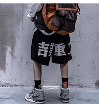 Techwear Style Print Hip Hop Pants Men 2020 Summer Streetwear Loose Cargo Shorts Cotton Jogger Streetpants Black