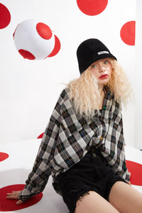 Plaid British Single Breasted Casual Shirt Women,Spring Vintage Full Sleeve,Korean Ladeis Basic Daily Chic Top