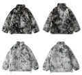 Faux Fur Fleece Winter Jacket Men Tie Dye Printed Fuzzy Jackets Casual Hip Hop Baggy Warm Zipper Coats Couple Outerwear